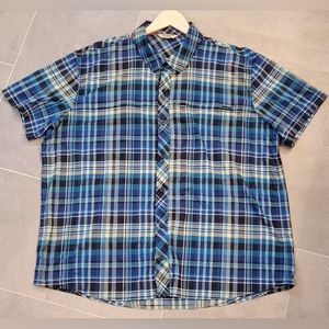 Simms Blue Plaid Short Sleeve Fishing Shirt - XXL